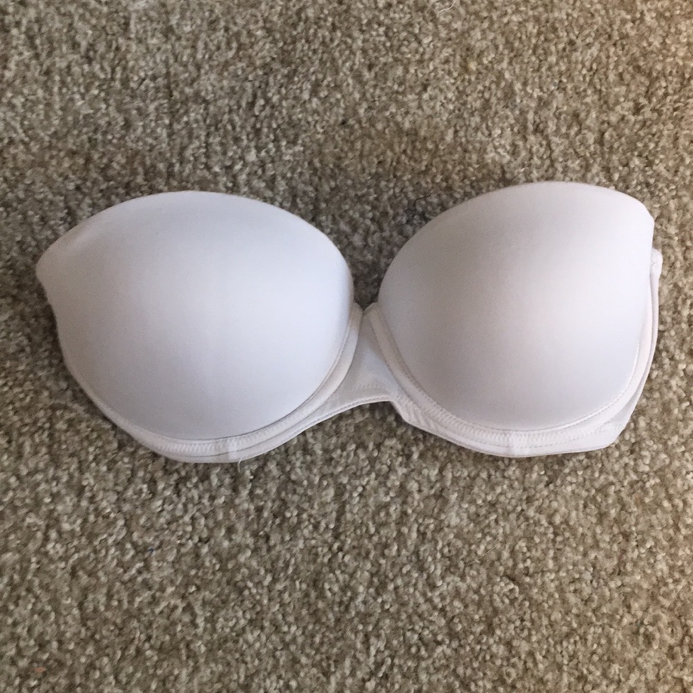 VS Pink strapless white bra